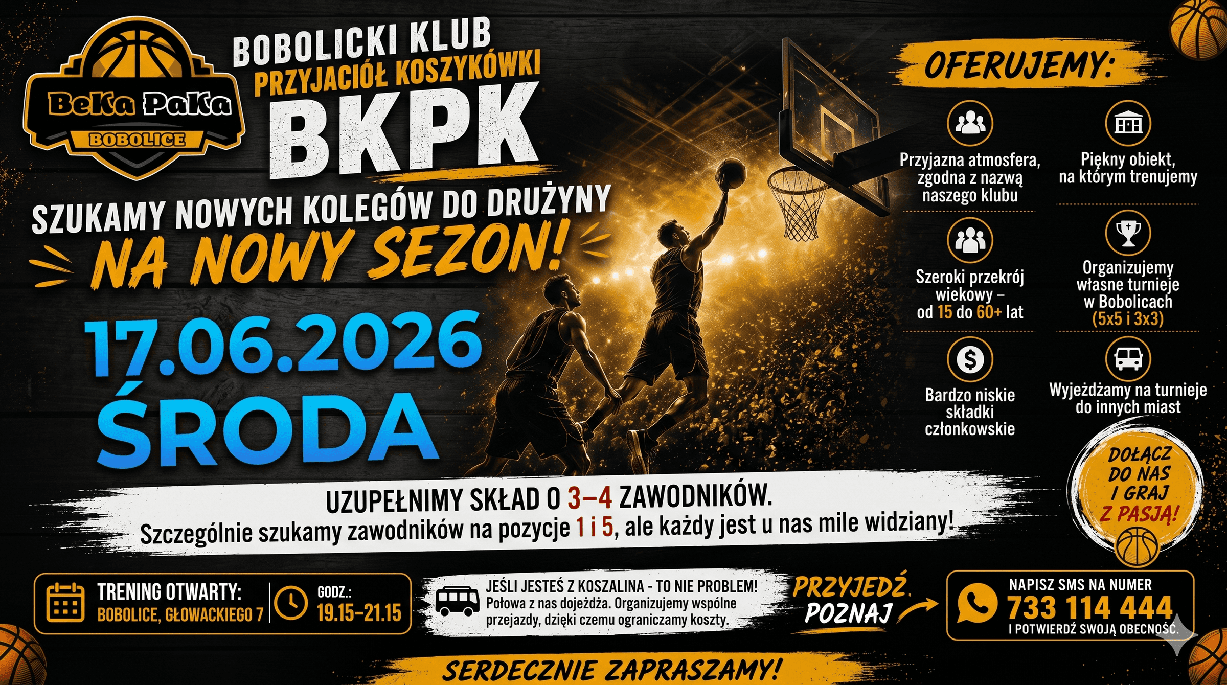Okładka artykułu „Szukasz drużyny na nowy sezon? Dołącz do BeKaPaKa Bobolice! Zapraszamy na otwarty trening”